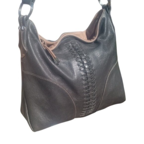 Giani Bernini Handbags - Giani Bernini | Dark Green and Tan Leather shoulder bag | Braid detail | GUC
